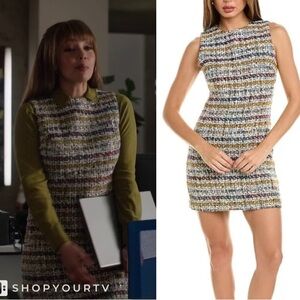 Alice + Olivia Dress Coley Wool-Blend A-Line colorful multi color tweed metallic